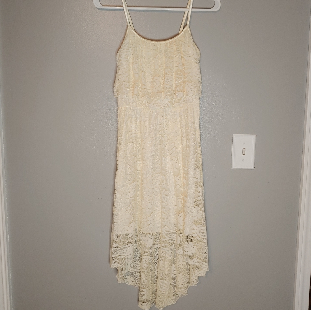 Lace high low summer bridal shower white cream dress